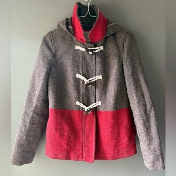 Old Navy, size xsmall, Brown and Red Toggle Coat, wool Blend, hood, zipper - Picture 7 of 7